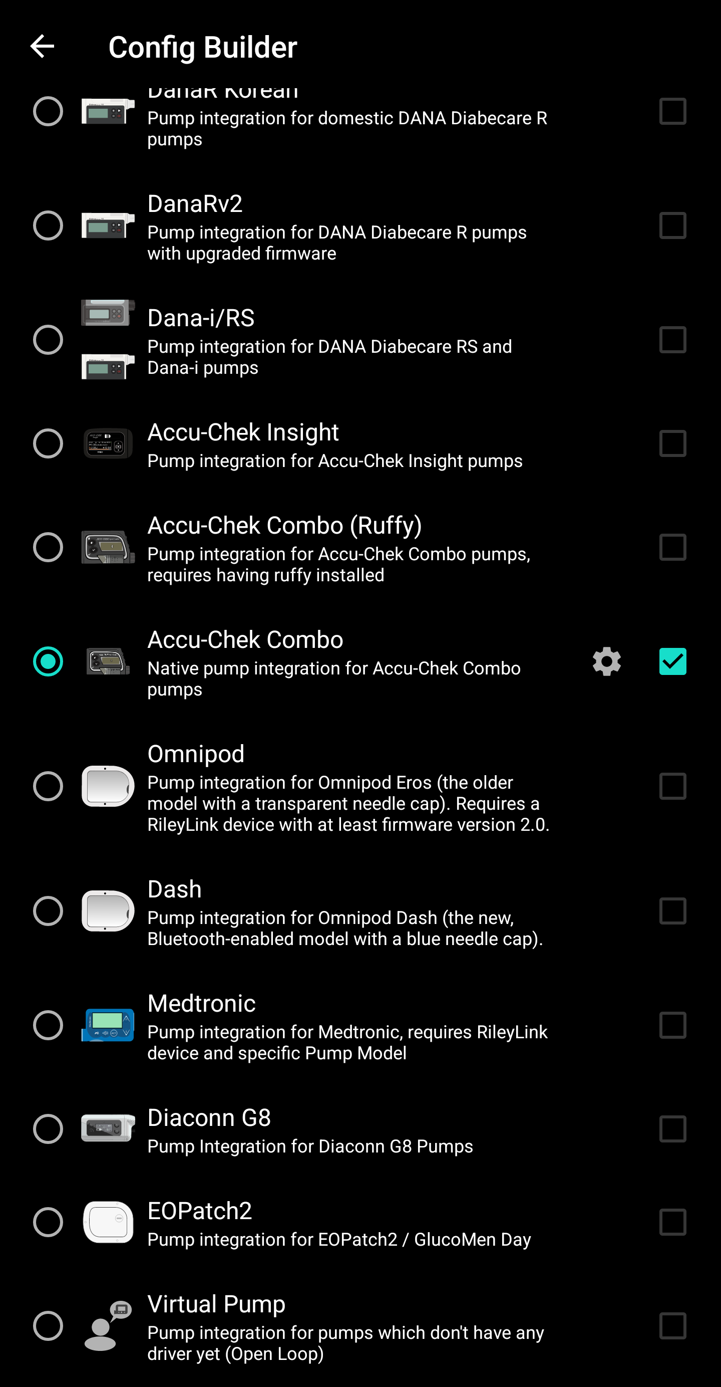 Screenshot of Config Builder Combo