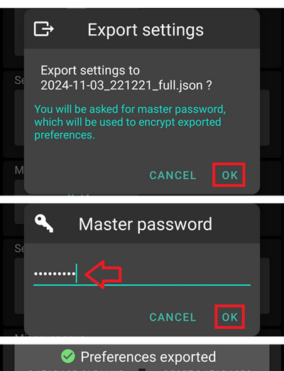 AAPS export settings 2