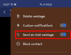 Zakázat SMS jako chat zprávu