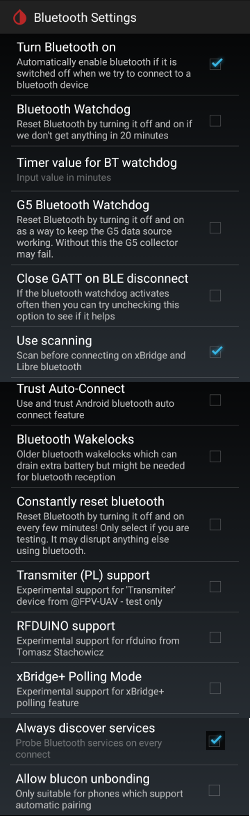 xDrip+ Libre nastavení bluetooth 2