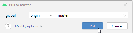 Android Studio - Git - Pull-Dialog