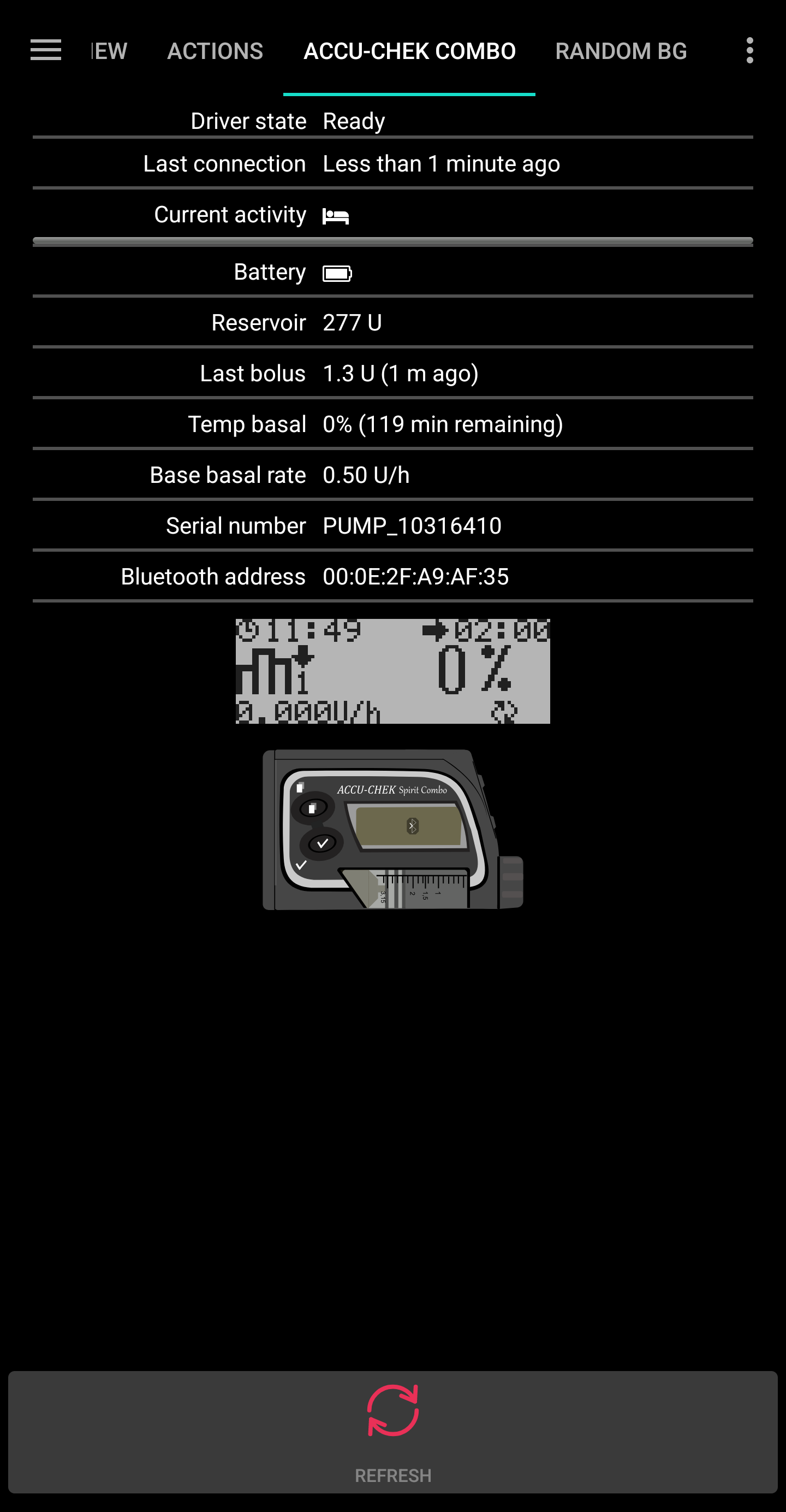 Screenshot von Accu-Chek Combo Tab (gekoppelt)