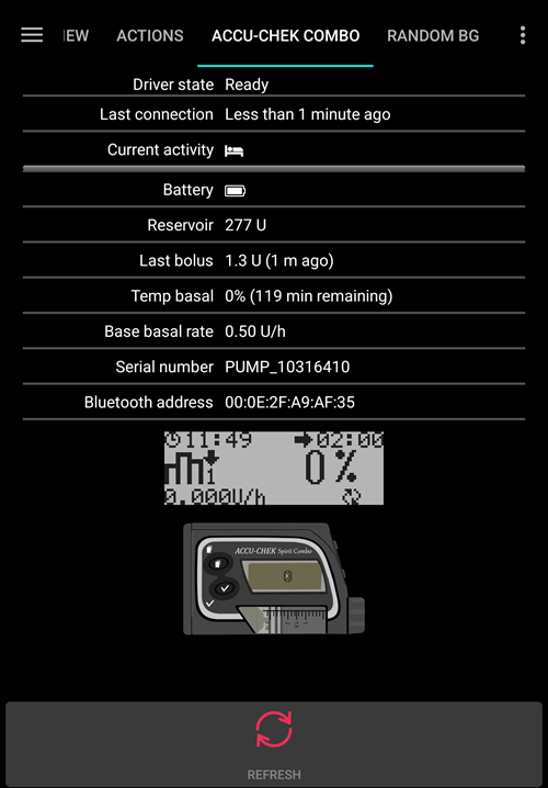 Screenshot von Accu-Chek Combo Tab (gekoppelt)