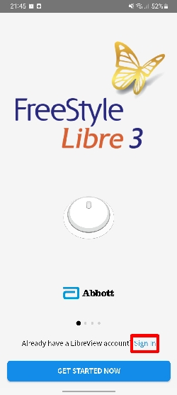 Libre3 start screen