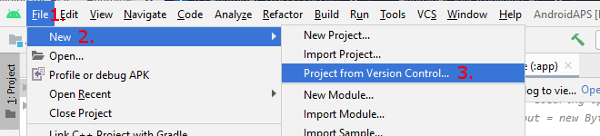 Check out project from version control innerhalb von Android Studio