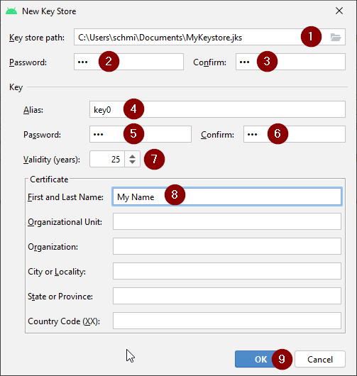 Select key store path
