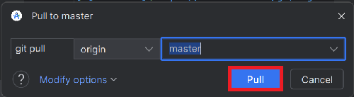 Android Studio - Git - Pull dialog