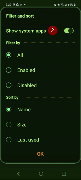 Show system apps