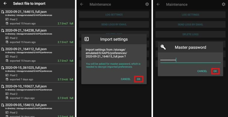 AndroidAPS import settings 2
