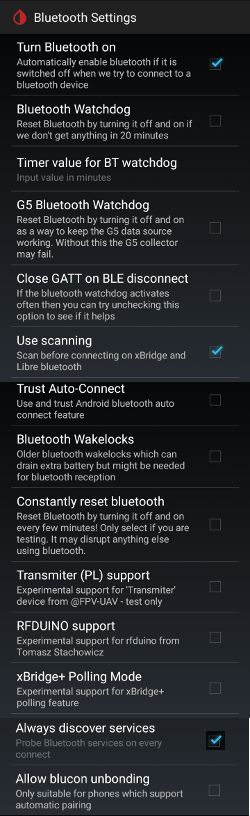 xDrip+ Libre Configuración 2 de Bluetooth