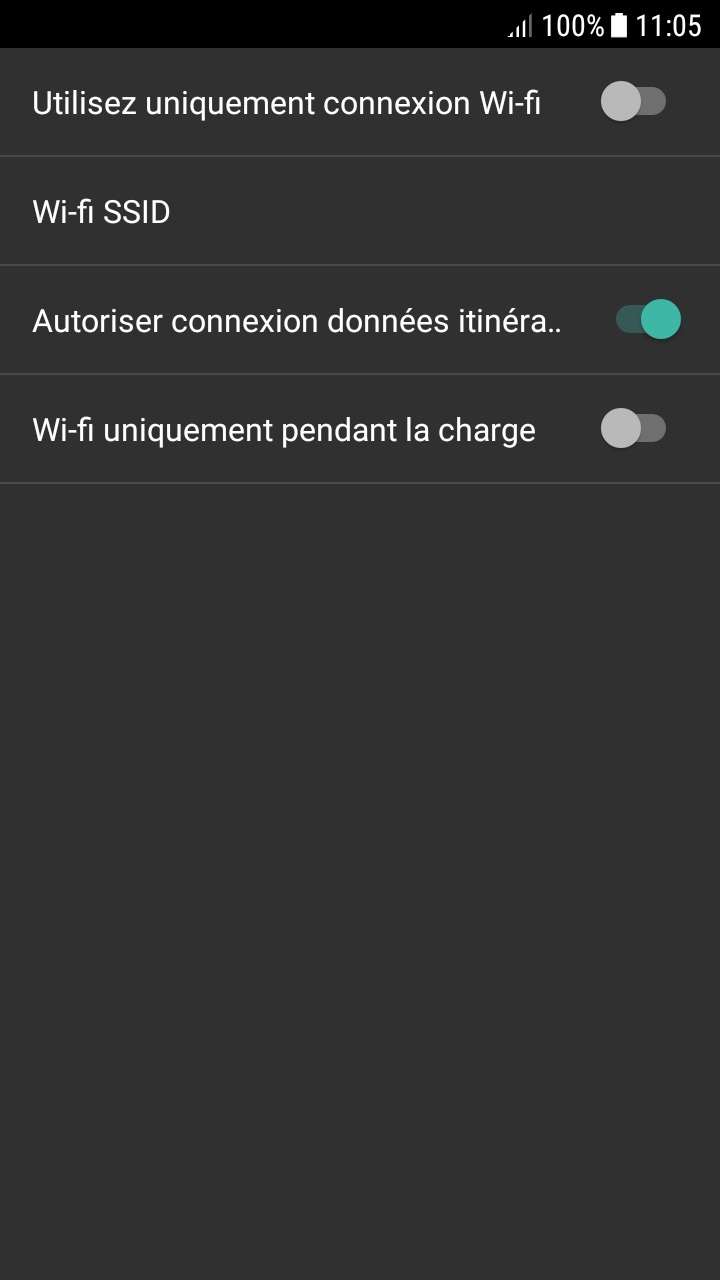 Paramètres de connexion Nighscout