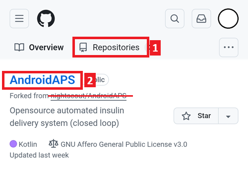 Select AndroidAPS repo