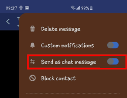 Désactiver SMS en tant que message chat