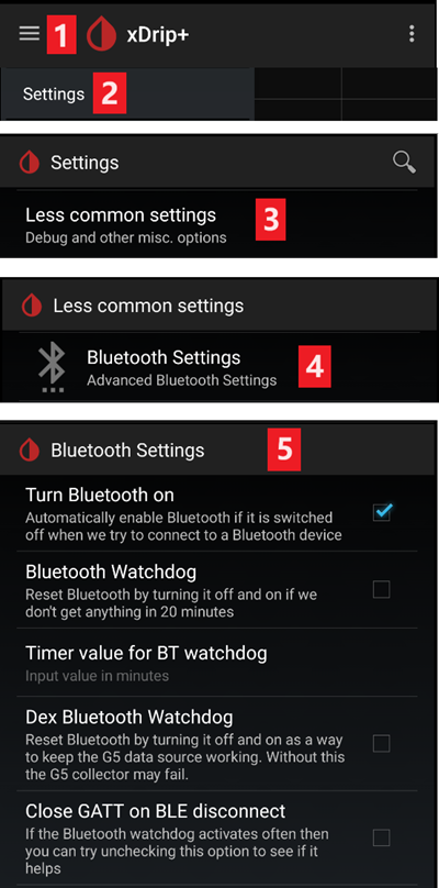 Paramètres xDrip+ Libre Bluetooth 1