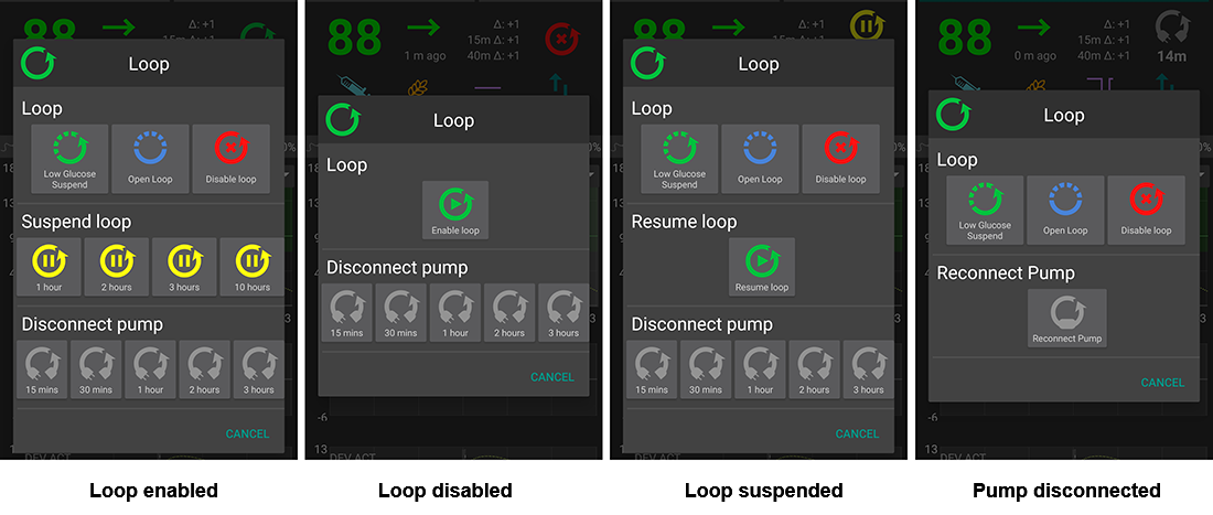 Loop status menu