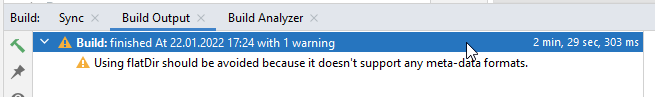 Gradle finished with warnings