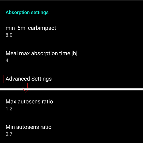 Absorption settings