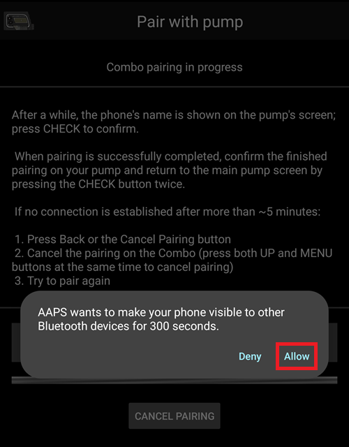Screenshot of Combo Pairing UI 2