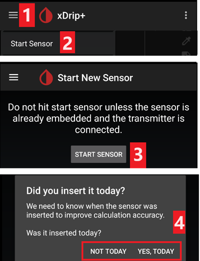 xDrip+ Startuoti Libre siųstuvą & Sensorių 3