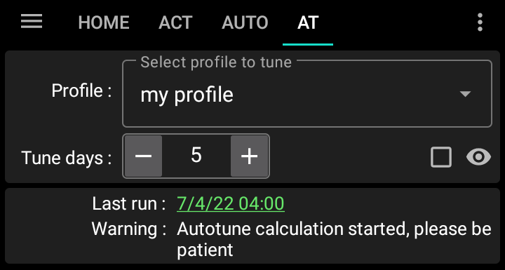 Autotune Run start