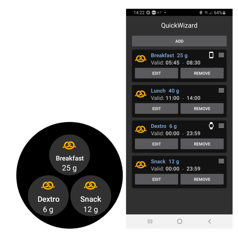 Wear actions tile and phone configuration