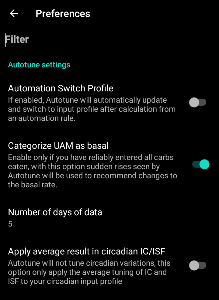 Autotune default screen