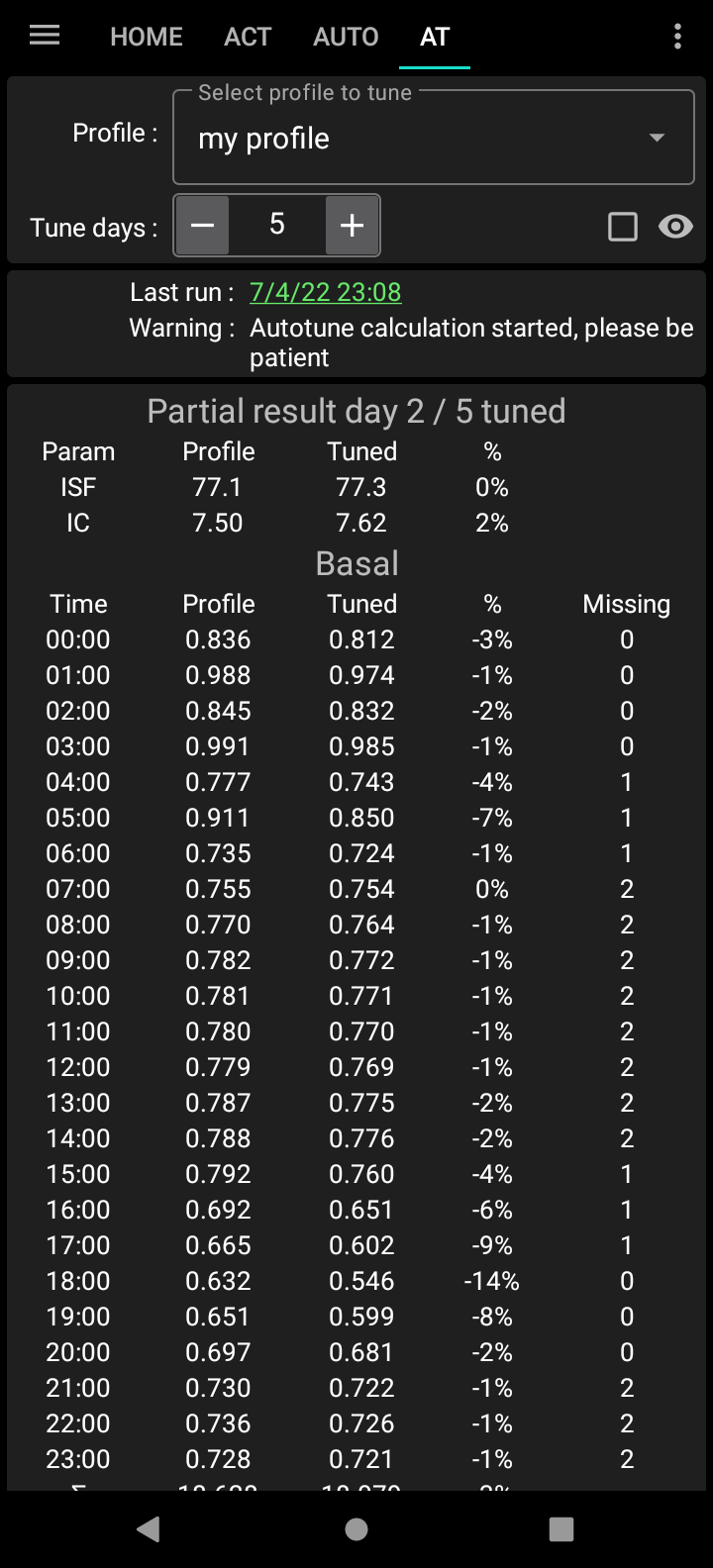 Autotune during run