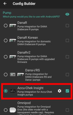 Снимок экрана конфигуратора Config Builder помпы Insight
