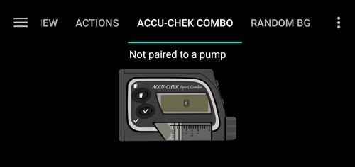 Снимок экрана вкладки Accu-Chek Combo вне сопряжения