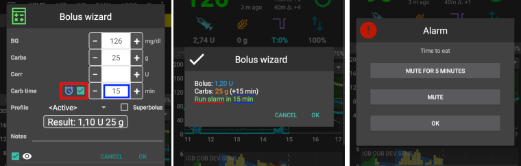 Yemek Hatırlatıcılı Bolus Sihirbazı