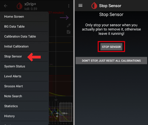 xDrip+ Dexcom Sensörü Durdur 1