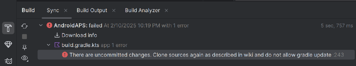 Gradle 未提交更改