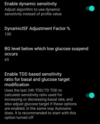 动态 ISF 设置