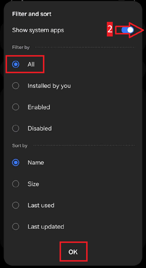 Show system apps