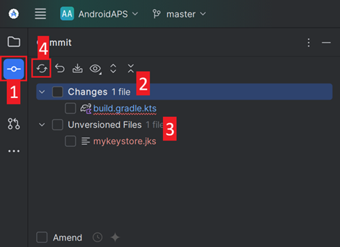 提交標籤：未提交的更改